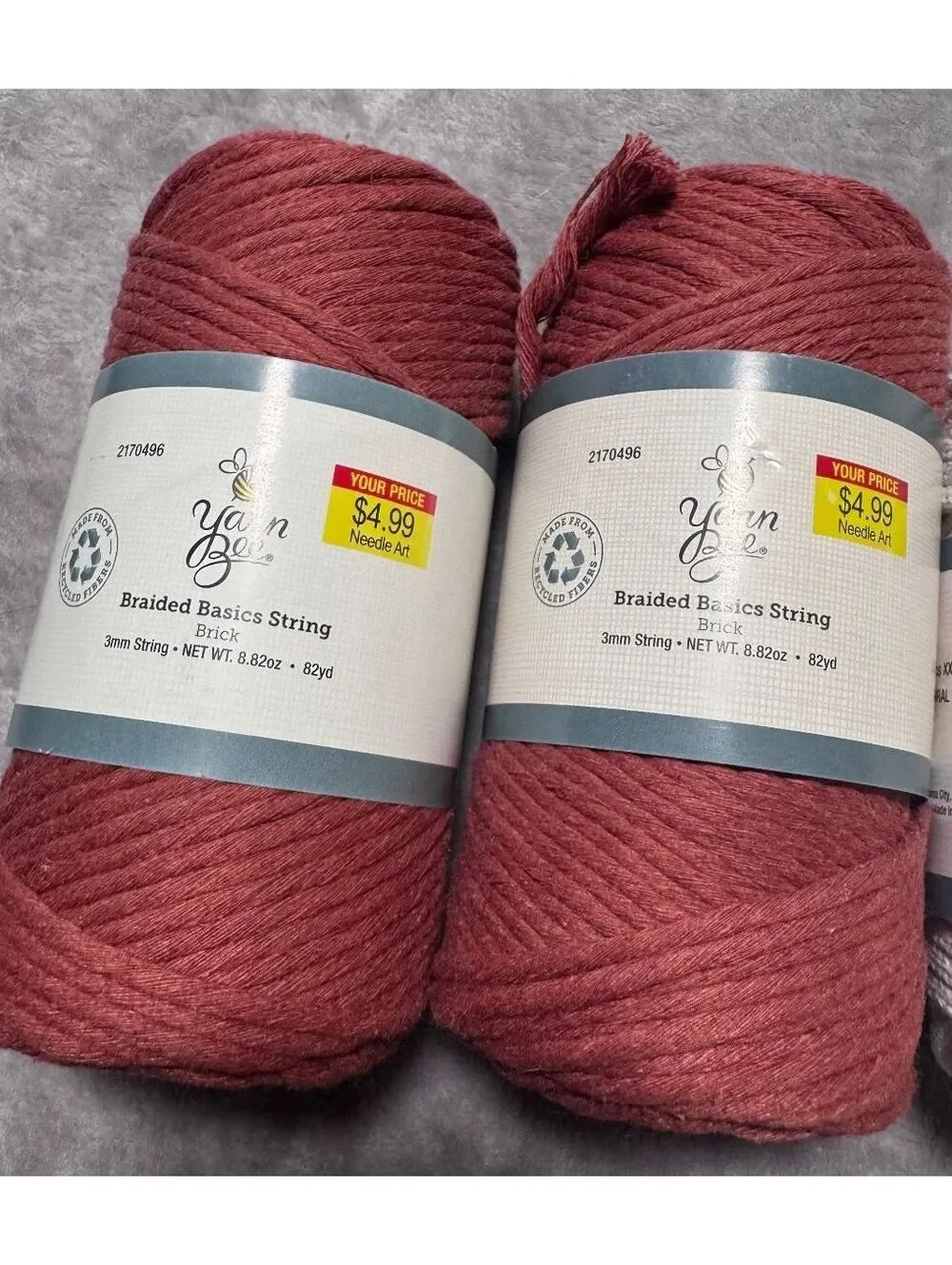 Yarn Bee Braided Roped Yarn Lot of 5 - 2lb 7.5oz 370 yds